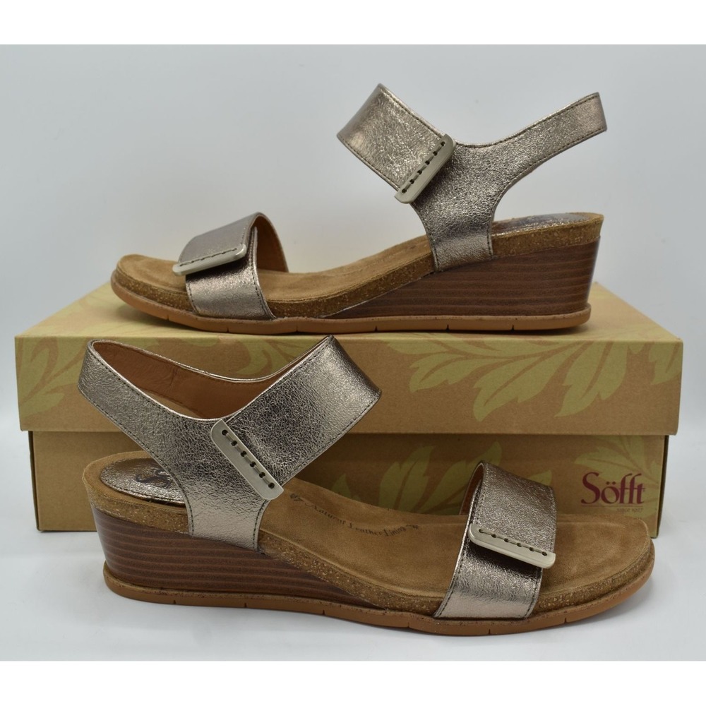 Sofft Verdi II Sandal Women 11 Bronze NEW Metallic Leather Wedge Strappy Shoe - Picture 11 of 14